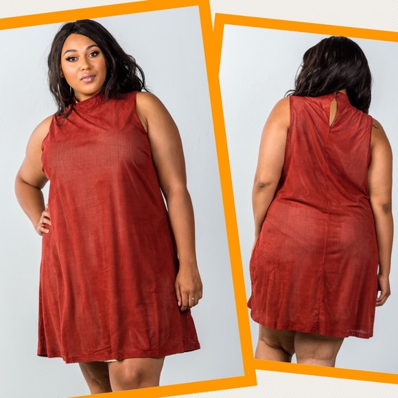 r wish 4 u Dresses & Skirts - Nude Illusion Rust/Pearl Swing Dress Sleeveless 1X